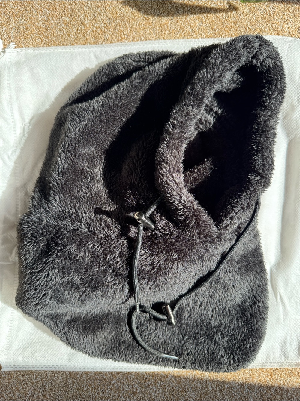Cozy Black Faux Fur Hooded Balaclava